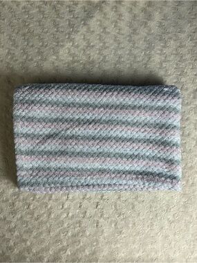 Gentle Steps Pink Gray White Stripes Baby Blanket Lovey Textured